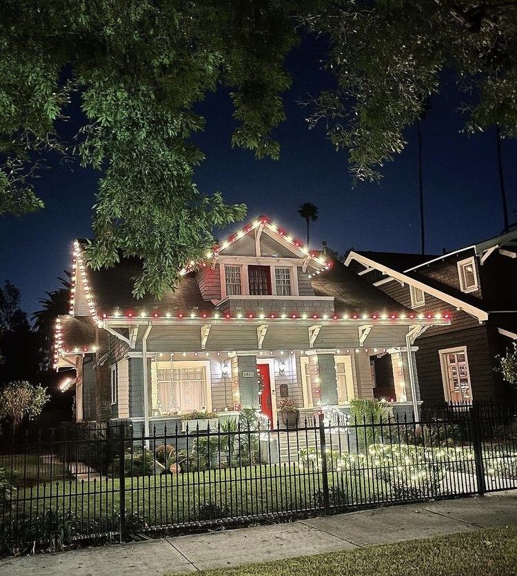 Christmas lighting install on craftsman home
